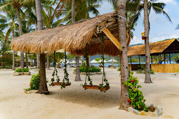 Beach holidays. Dam Bay on an island near Nha Trang in Vietnam. Tourist destination. 