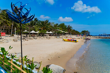Beach holidays. Dam Bay on an island near Nha Trang in Vietnam. Tourist destination. 