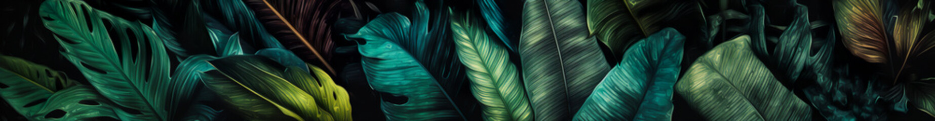 Tropical fresh leaf border, summer exotic background. Palm leaf jungle concept. Illustration. Generative AI.