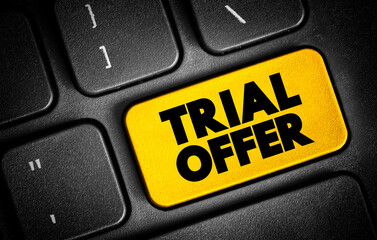 Trial Offer text button on keyboard, concept background