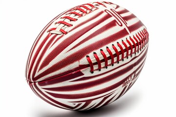American college high school junior striped football isolated on white background diagonal in frame without shadow