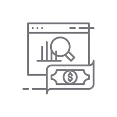 Financial Analytics Business icon with black outline style. data, diagram, information, analysis, report, infographic, statistic. Vector illustration