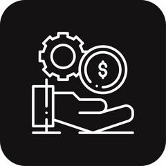 Money Management Team work icon with black filled line style. banking, payment, financial, currency, growth, gear, profit. Vector illustration