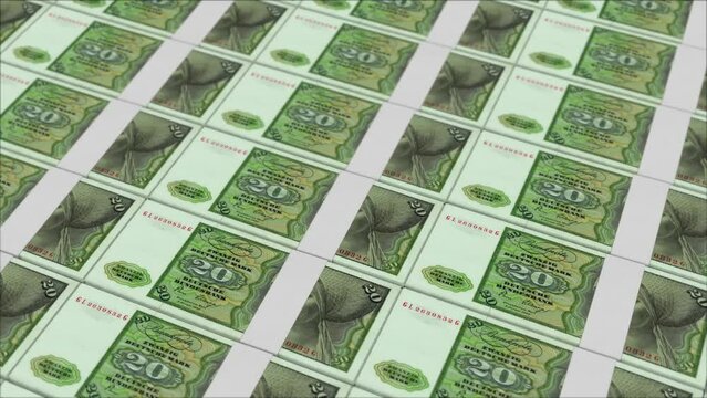 20 DEUTSCHE MARK GERMANY banknotes printing by a money press