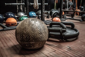 CrossFit Equipment on floor in Gym.