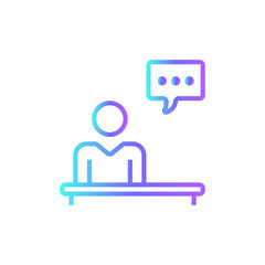 Opinion Marketing people icon with blue duotone style. feedback, review, comment, survey, positive, bubble, conversation. Vector illustration