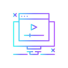 Fototapeta premium Video Marketing people icon with blue duotone style. social, media, technology, online, service, network, communication. Vector illustration