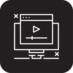 Fototapeta premium Video Marketing people icon with black filled line style. social, media, technology, online, service, network, communication. Vector illustration