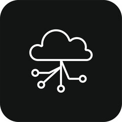 Cloud Computing Technology icon with black filled line style. network, technology, internet, computer, server, connection, hosting. Vector illustration