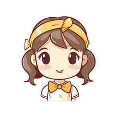 Cute little girl cartoon. Vector illustration on a white background.