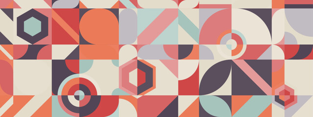 Geometri Retro colorful different shape abstract design banner
