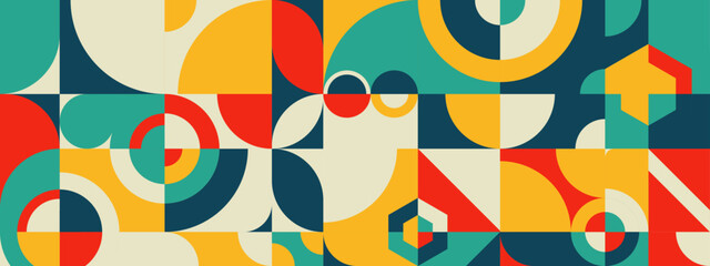 Geometri Retro colorful different shape abstract design banner