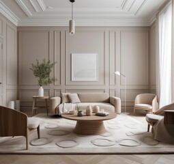 Large luxury modern bright interiors Living room. Generative Ai.