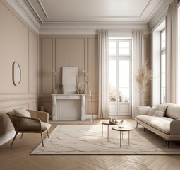 Fototapeta na wymiar Large luxury modern bright interiors Living room. Generative Ai.