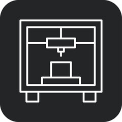 3D printer Technology icon with black filled line style. manufacturing, prototype, model, tech, machine, production, process. Vector illustration