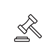 Law Finance and economy icon with black outline style. lawyer, legal, justice, court, judge, hammer, judgment. Vector illustration