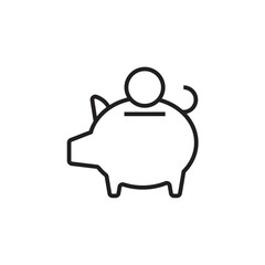 Piggy Bank Finance and economy icon with black outline style. money, investment, economy, save, account, financial, savings. Vector illustration