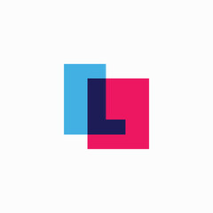 Letter L Lettermark Initial Multiply Overlapping Color Square Logo Vector Icon Illustration