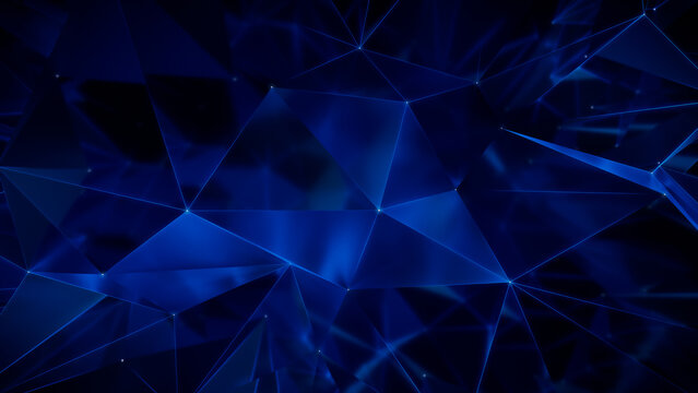 Quantum Computer Architecture. Futuristic Smart Grid and Global Connectivity Concept. Blue Tech Background. 3D Render.