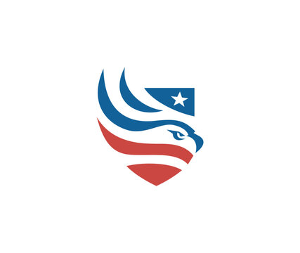 Eagle shield logo design, phoenix vector emblem logo element, american army symbol, bird falcon 