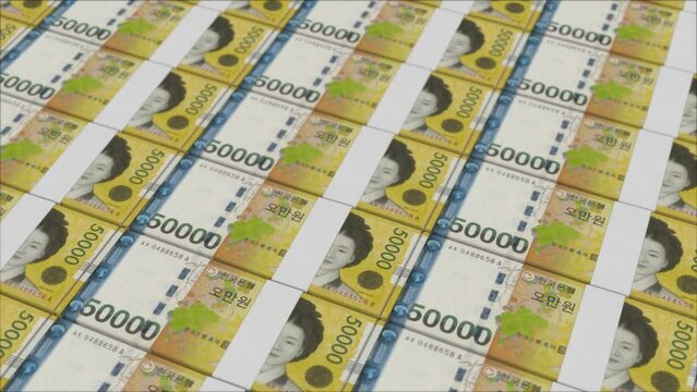 50000 SOUTH KOREAN WON banknotes printing by a money press