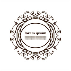 Vector vintage border frame with retro ornament decorative design