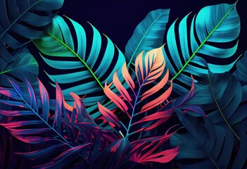 Fluorescent palm leafes