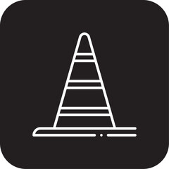 Traffic Cone Construction icon with black filled line style. cone, attention, street, security, warning, safety, caution. Vector illustration