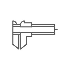 Vernier Caliper Construction icon with black outline style. tool, measure, scale, metal, precision, equipment, accuracy. Vector illustration
