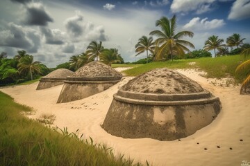 Sand bunkers on the golf course. Mexican resort. Bahia Principe, Riviera Maya.