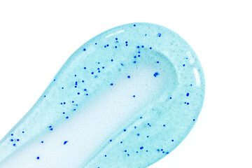 smears peeling gel test sample of scrub cosmetics on a white background