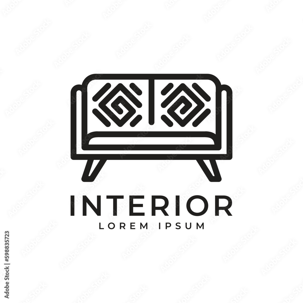 Sticker interior logo design home decoration sofa chair furniture concept outline style