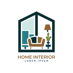 Naklejka premium Minimalist home decoration interior logo design