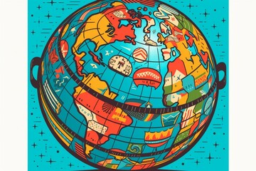 Vector globe icon of the world.