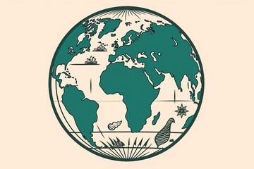 Vector globe icon of the world.