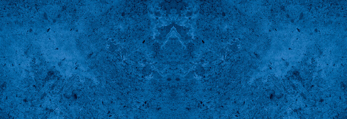 Old wall pattern texture cement blue dark abstract  blue color design are light with black gradient background.