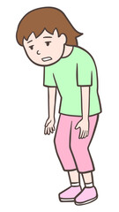 がっくりとうなだれる女性、全身に力が入らない人