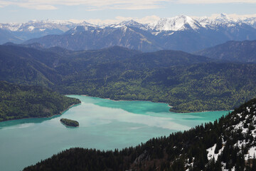 The panorama from mountain Herzogstand, Bavarian Alps	
