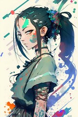 Fototapeta premium girl with a fan