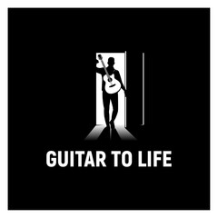 A man with a guitar logo inspiration, music