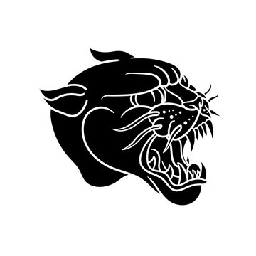 Hand drawn illustration of panther head silhouette