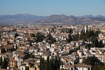 The panorama of old town of Granada, Albaicin, in Spain