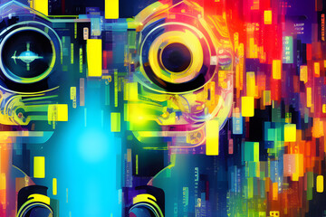 Fototapeta premium Artificial Intelligence concept. Creative robot brain concept background. Vector science cyborg illustration