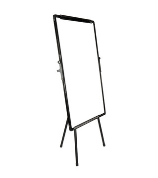 Flipchart mockup. Presentation and seminar whiteboard with blank screen. Flip chart on tripod with space for text