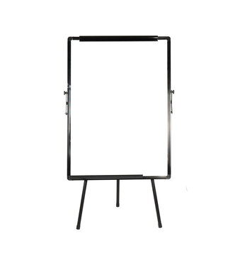 Flipchart mockup. Presentation and seminar whiteboard with blank screen. Flip chart on tripod with space for text