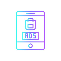 Mobile Ads Shopping icon with blue duotone style. web, internet, video, social, communication, promotion, campaign. Vector illustration