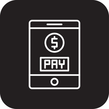 Mobile Pay Shopping icon with black filled line style. money, payment, credit, banking, finance, online, pay. Vector illustration