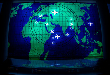 Simulation screen showing various flights for transportation and passengers.