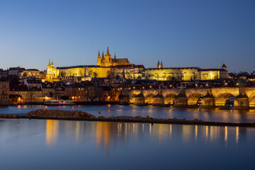 Fototapeta na wymiar Prague Castle, the largest castle complex in the world and Charles Bridge, Prague, the capital of the Czech Republic