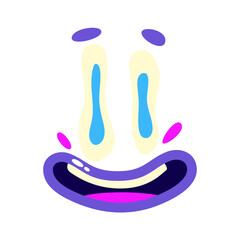 Obraz premium Psychedelic Character Funny Face smile. Craetive trippy character cartoon graphic. Comic funny emotions. Vector illustration